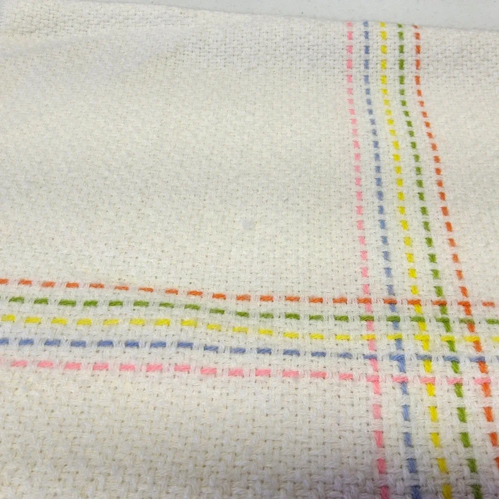 The Three Weavers Baby Blanket Kids OS‎ White Vintage Handwoven Orlon Bear Plaid